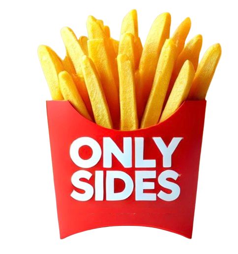 OnlySides signature fries box with golden crispy fries
